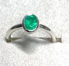 Silber Ring mit Smaragd, 4 Karat, 5x7mm oval, Größe 53